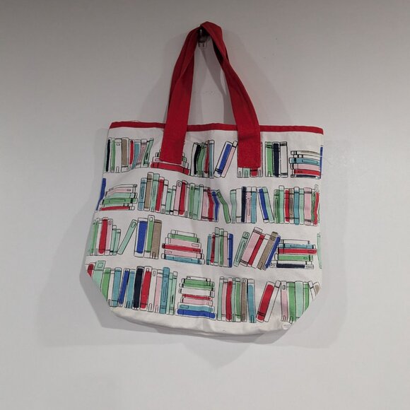 Indigo "I have no shelf control" Canvas Tote Bag White Red - Picture 3 of 4